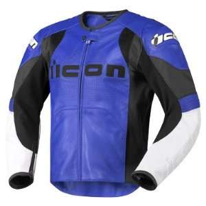  Icon Overlord Prime Leather Motorcycle Jacket   Blue Small 
