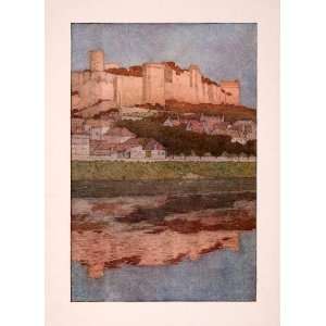  1906 Print Jules Guerin Art Chateau Chinon Castle Indre 
