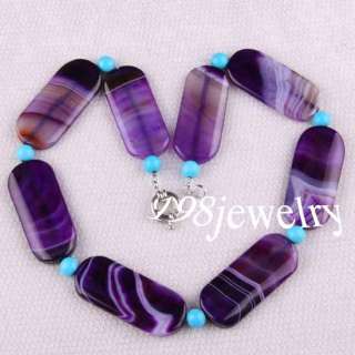Purple Veins Agate Beads Necklace 18L TE101  