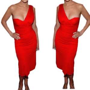 : Sexy Red One shoulder Cocktail Ball Evening Prom Party Women Dress 