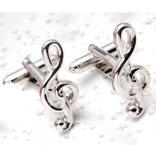 Creative awesome new silver plated cute musical note shirt cufflinks 