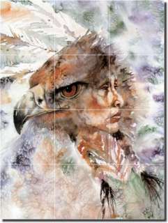 Taylor Eagle Native American Art Ceramic Tile Mural  