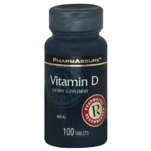  PharmAssure Vitamin D, 400 IU, Tablets 100 tablets Health 
