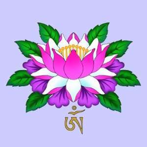 Lotus Flower with Tibet Om (Aum) Symbol Round Stickers