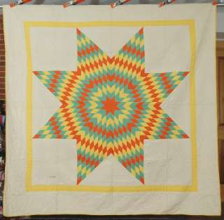 Mennonite Lone Star Antique Quilt d 1934 ~BEST QUILTING  