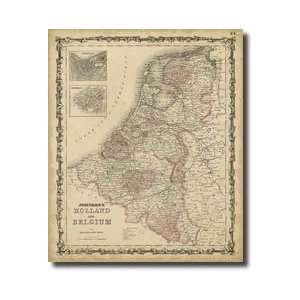 Johnsons Map Of Holland Belgium Giclee Print