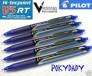 12 Pilot Hi tecpoint V5 RT roller pen retractable BLUE  