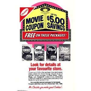  Cineplex Odeon Nabisco Coupon Savings Movie Poster (11 x 