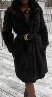 Fab Swing brown black Designer mink fur coat jacket S M  