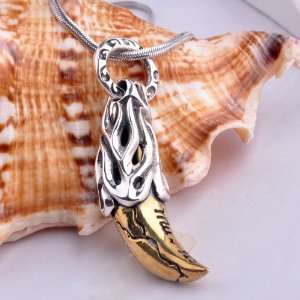 Gold Colored Tiger Fang Eye Tooth Pendant Animal Necklace Jewelry for 