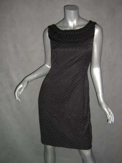 MAGGY LONDON Black Latice Jaquard Ribbon Dress NEW 10  