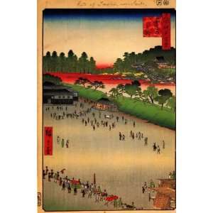 Sheet of 21 Gloss Stickers Japanese Art Utagawa Hiroshige Yatsukoji 