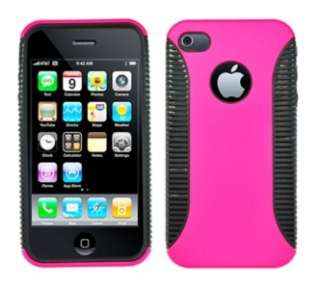 For Apple iPhone 4/4S HYBRID CASE Black Silicon Pink Hard Cell Phone 