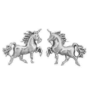  Silver Earrings Posts Studs Tiny Unicorn Horned Horse Jewelry