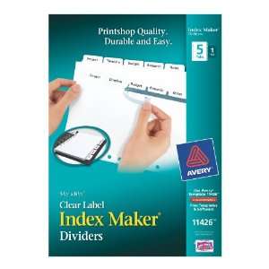  Avery Index Maker Clear Label Dividers with White Tabs, 5 
