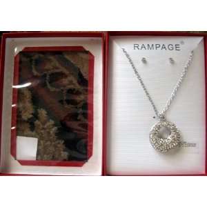  Rampage Crystal Silver Tone Pendant Necklace and Earring 