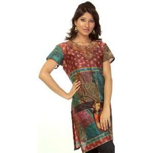    Color Kurti with Printed Lady   Pure Cotton Silk with Digital Print