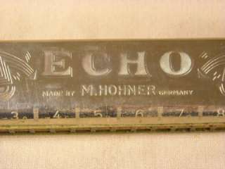 ANTIQUE ECHO HARMONICA BY M. HOHNER, GERMANY KEY C W/BOX SOUNDS GREAT 