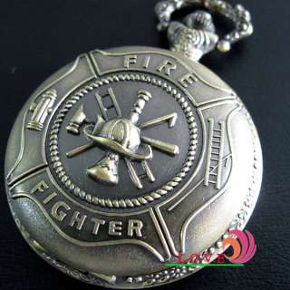   style Rare Design Fire Tools Pattern Fire Man Gift Pocket Watch +Chain
