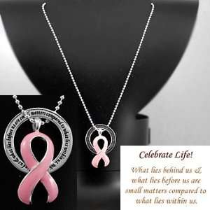   /Pink Ribbon Ball Chain Necklace ~ Celebrate Life 