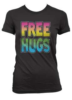   Hugs Junior Girls T shirt Metallic Shiny Colors Neon Friendly Antiwar