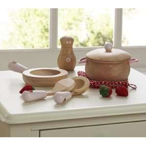    Pottery Barn Kids Pink Wooden Pots and Pans Set: Home Improvement
