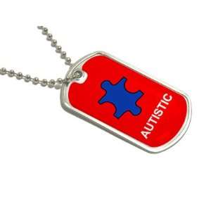  Autistic Puzzle   Military Dog Tag Keychain Automotive