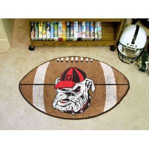 35 NCAA Georgia Bulldogs Mascot Chromo Jet Printed Football Shape Rug