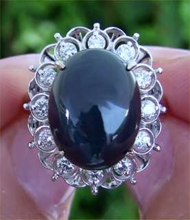 Estate Vintage 18.49 ct Natural Blue Star Sapphire Diamond Ring 14k 