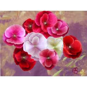   Chinese Silk Embroidery Wall Hanging Bunch Flower 