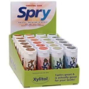 Spry Xylitol Sugarfree Chewing Gum Tube Display, Assorted Flavors with 