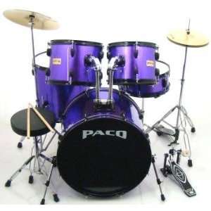  Paco 5 Piece drum set in Purple: Musical Instruments