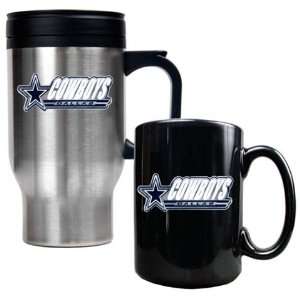  Dallas Cowboys Coffee Cup & Travel Mug Gift Set: Sports 