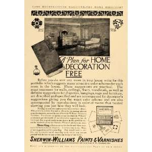 1910 Ad Sherwin Williams Paints & Varnishes Bedroom   Original Print 
