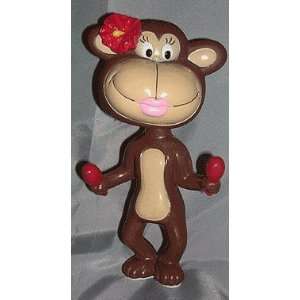  Monkey Girl with Flower Bobble Head Doll: Toys & Games