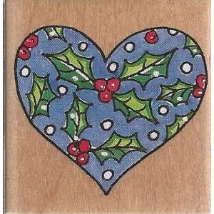  Holly Heart Wood Mounted Rubber Stamp (50 297) Arts 