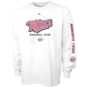  Men`s Minnesota Twins L/S White Baseball Club Tshirt 