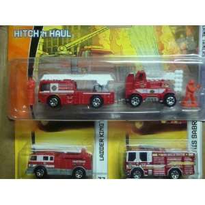  Matchbox Hitch n Haul Fire Truck/Engine Set With Figures 