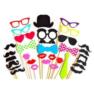 Photo Booth Props   Set of 32 Colorful Photobooth Props