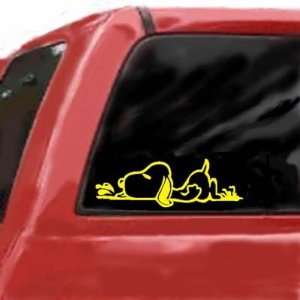   POOPED out YELLOW Vinyl Car Sticker/Decal (Peanuts,Comics,Funnies
