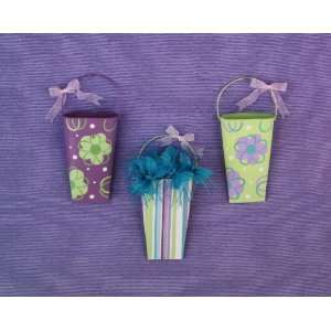 Tween Purple Tin Wall Pocket w/ Flowers, Set of 2 by Tripar  