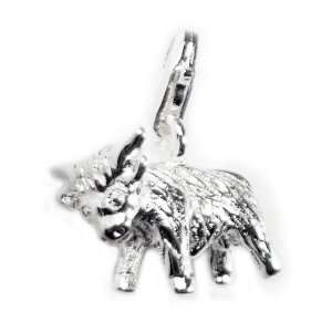  925 Sterling Silver Toned Charm Rodeo Bull Jewelry