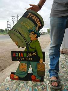 Vintage Hand Painted Asian Paint Shop Ad Sign Board  