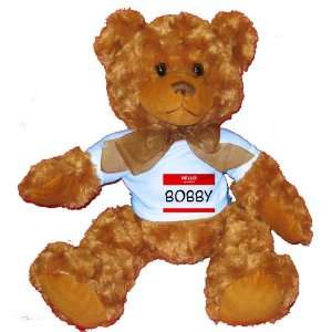   my name is BOBBY Plush Teddy Bear with BLUE T Shirt: Toys & Games