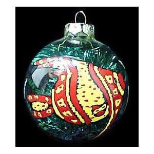 Angel Fish Design   Hand Painted   Heavy Glass Ornament   2.75 inch 