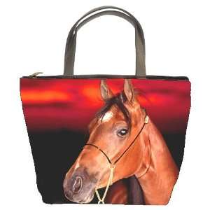   Leather Bucket Bag Handbag Purse Horse Animal Pony 