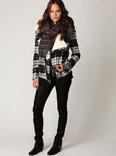 NEW FREE PEOPLE Toasty Brushed Plaid OVERSIZED MOTORCYCLE JACKET $298 