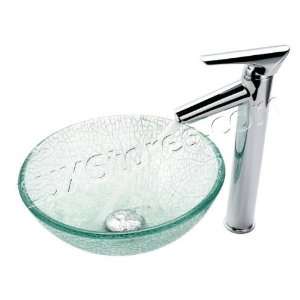 Broken Glass Vessel Sink and Decus Faucet C GV 500 12mm 1800CH: 16.5 