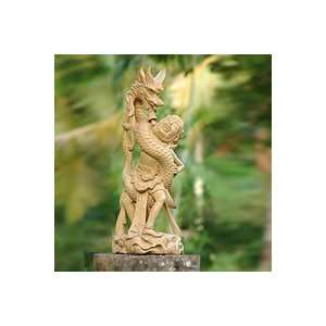  Wood statuette, Dragon Attacks Prince Home & Kitchen