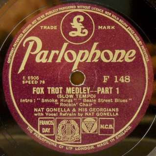 NAT GONELLA Parlophone F 148 Fox Trot Medley JAZZ 78RPM  
